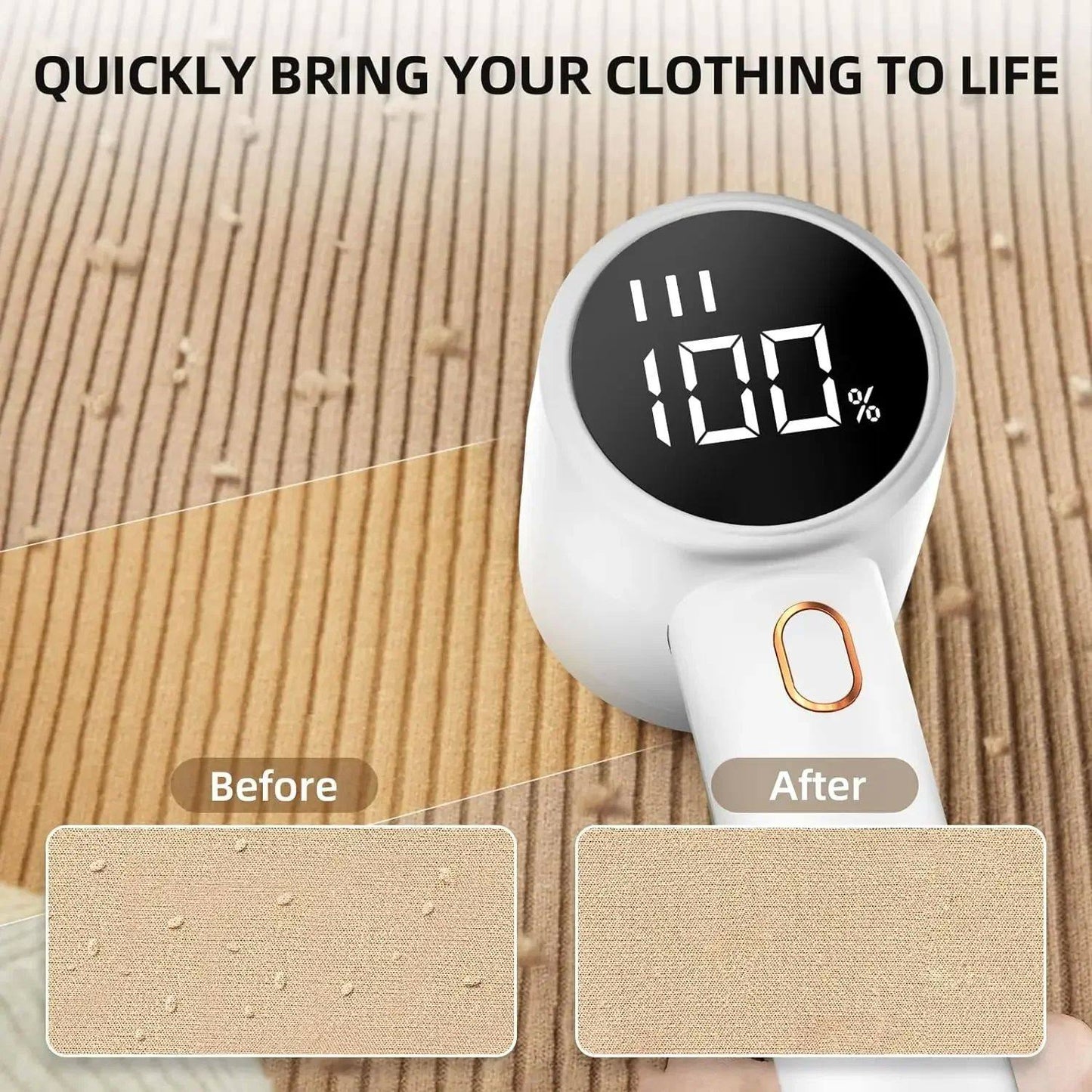 Digital Fabric Shaver & Lint Remover with 3-Speed LED Display